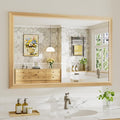 48x32 Inch Bathroom Mirror for Wall, Anti-Rust Oak Wood Grain Metal Framed by Briivuemodernmirrors
