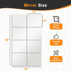 Delma Frameless Mirror Tiles 14"x12"x8 Pcs Wall Mounted, Shatter Resistant Full - Image 4