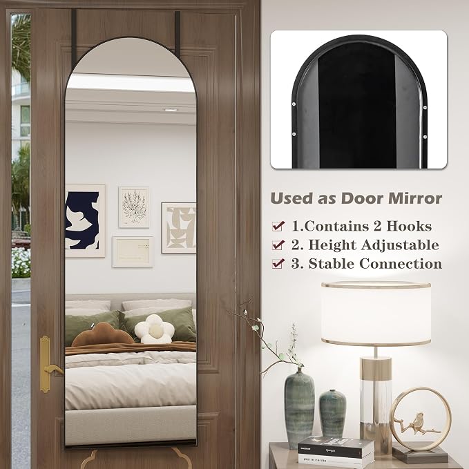 Door Mirror, Arched Full Length Mirror Over The Door, Full Body Mirrors - Image 6