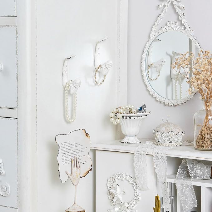 SOFFEE DESIGN 4pcs White Mermaid Shape Metal Coat Hooks, Playful Mermaid Design - Image 3