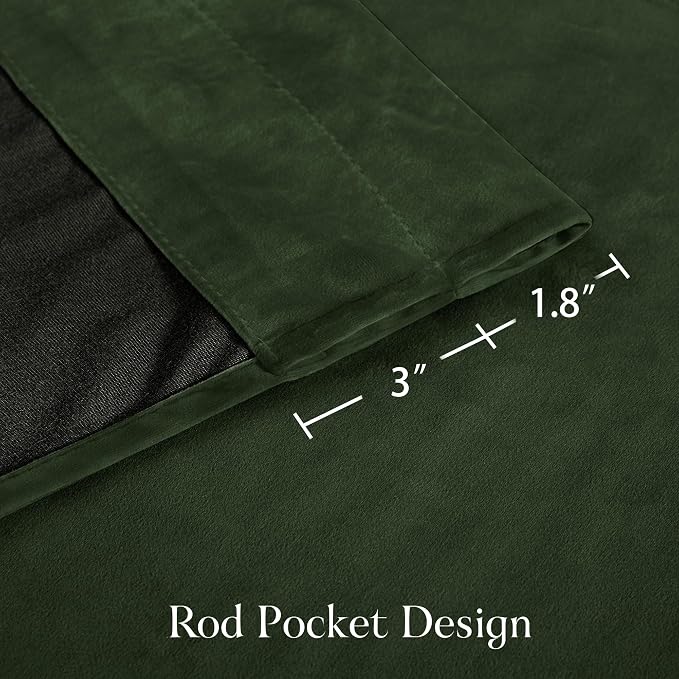 NICETOWN Olive Green 90 inch Long Velvet Curtains - Image 6