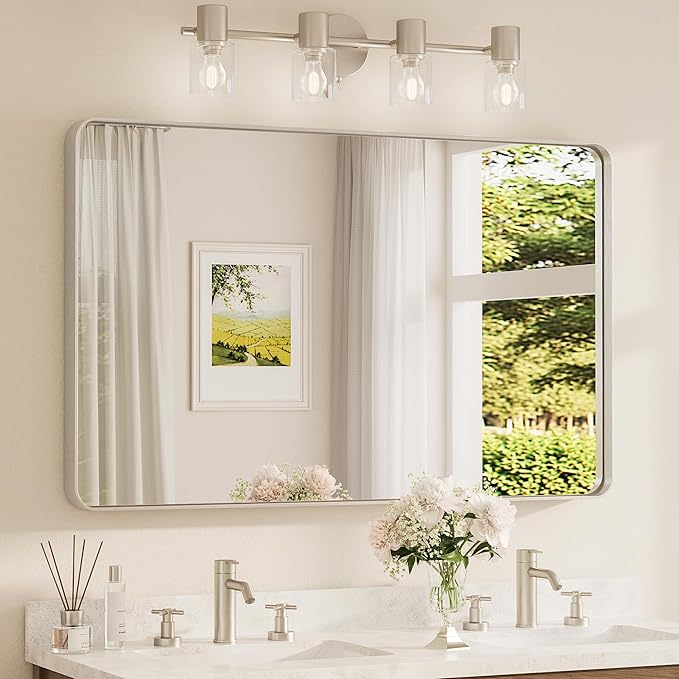 TETOTE Brushed Nickel Bathroom Mirror 48 x 30 Inch by TETOTE