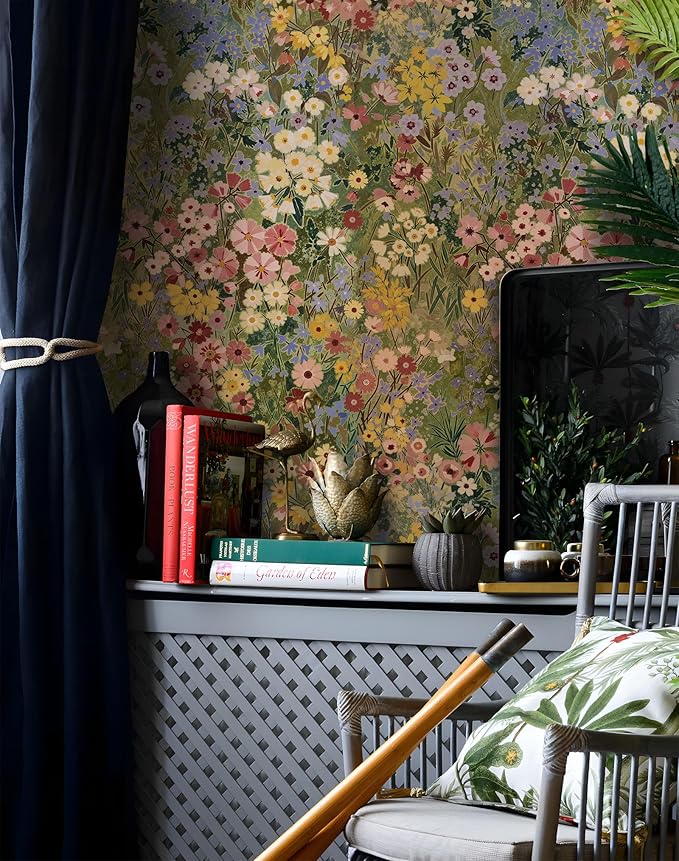 Floral Wallpaper Peel and Stick Boho Wall Paper Removable Waterproof Green - Image 4
