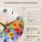 Clock for Living Room, Vintage Wild Floral Wall Clock Vintage Wooden Wall Clock - Image 4