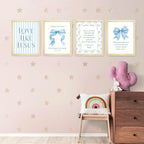 LARTSFRO Coquette Blue Bow Jesus Wall Art Decor Posters, Light Blue Bow Room - Image 3