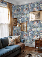 Ismoon Floral Peel and Stick Wallpaper Vintage Blue Contact Paper Jellyfish - Image 7