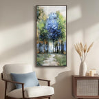 Framed Vertical Colorful Forest Living Room Wall Art, Large Tree & Path Picture - Image 2
