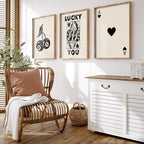 Heiple Framed Set of 3 Poker Wall Art Lucky You Poster, Trendy Retro Print Wall - Image 3