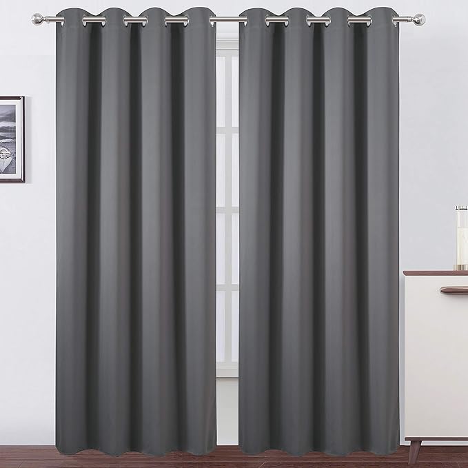 LEMOMO Blackout Curtains 66 x 84 inch/Frost Grey Curtains Set of 2 by Lemomo