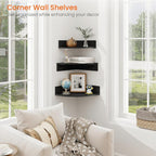 Homode Corner Floating Shelves, 3 Tier Wooden Hanging Corner Storage Shelf - Image 4