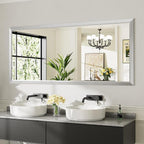 72x32 Inch Brushed Silver Bathroom Mirror by Briivuemodernmirrors