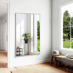 KOCUUY Silver Bathroom Mirror, HD Tempered Glass, Anti-Rust Brushed Silver Frame - Image 4