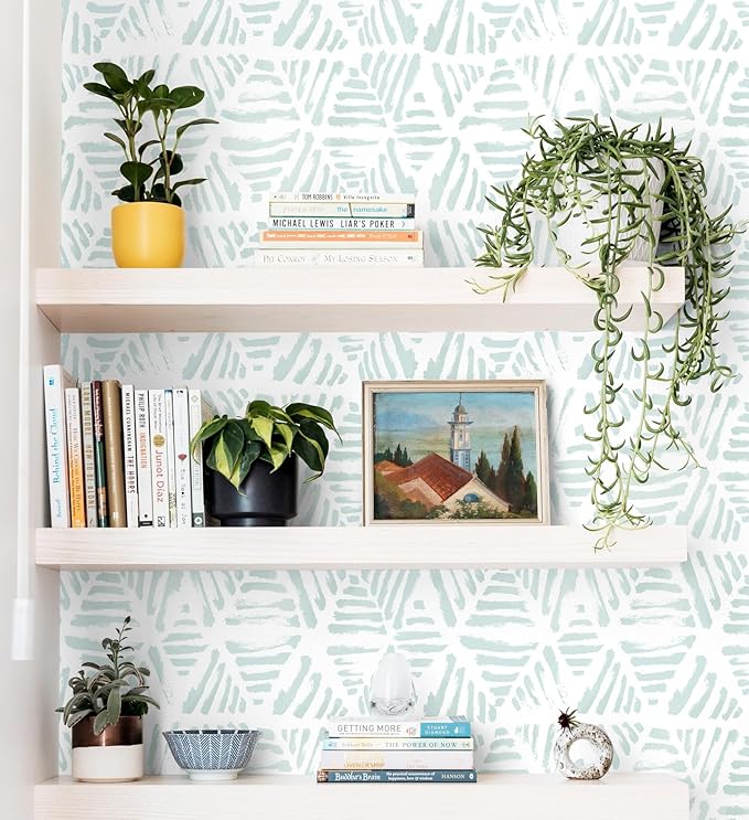 Peel and Stick Wallpaper Modern Geometric Wallpaper 17.3" x 78.7" Green and - Image 2