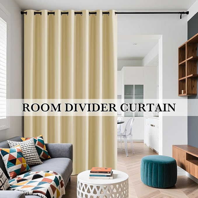 RYB HOME Extra Wide 100% Blackout Patio Door Curtain 96 inch Long, Grommet Room - Image 5