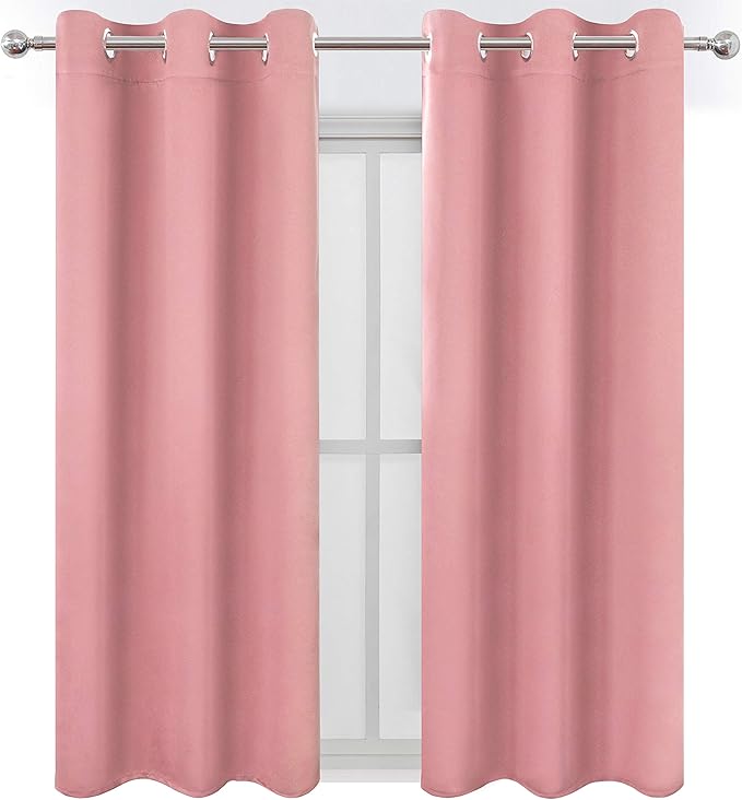 LEMOMO Baby Pink Blackout Curtains/42 x 63 Inch/Set of Two Panels Grommet - Image 2