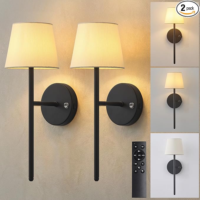 Battery Operated Wall Sconce Set of 2, Small LED Rechargeable Wall Lights by NEWSEE