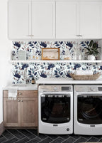 Yasinet Navy Blue Peel and Stick Wallpaper Blue Floral Wallpaper Vintage - Image 5