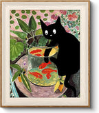 VIYYIEA Framed Wall Art for Living Room, Funny-【Fishing Cat】, 12L x 10W by VIYYIEAART