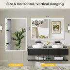 55x36 Inch White Bathroom Mirror - Image 5
