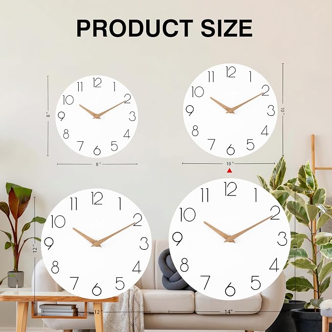 cicininc Wall Clock, 10 Inch Wooden Silent Non-Ticking, Decorative Battery - Image 4