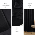 NICETOWN Black Velvet Blackout Curtains, Solid Heavy Matt Rod Pocket - Image 7