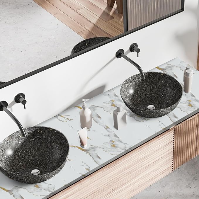 Abyssaly Marble Contact Paper for Countertops Gold Grey White Marble Peel and - Image 7