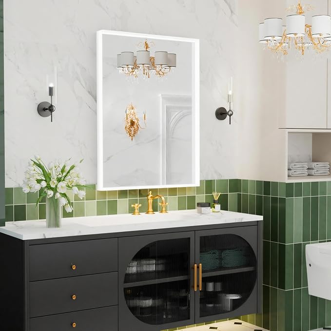 24x32 Inch White Bathroom Mirror, Wall Mounted Bathroom Vanity Mirrors - Image 5