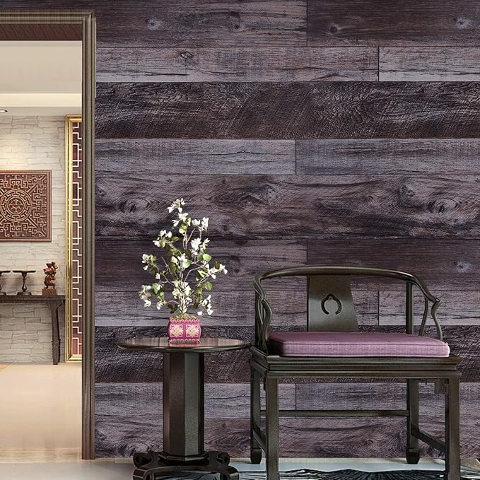 WENMER Grey Wood Peel and Stick Shiplap Self Adhesive Wallpaper - Image 4