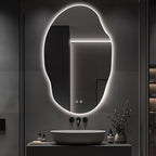 Asymmetrical LED Bathroom Mirror by Unknown