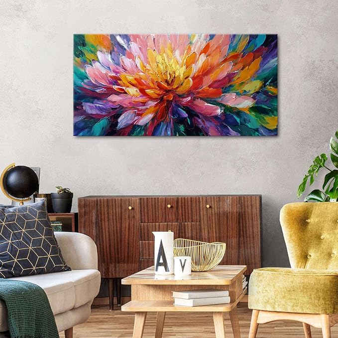 Abstract Lotus Wall Art Zen Wall Decor Large Colorful Lotus Flower Pictures - Image 4