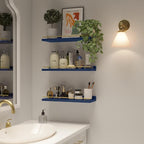 WOPITUES Floating Shelves with Gold Metal Guardrail, Shelves - Image 5