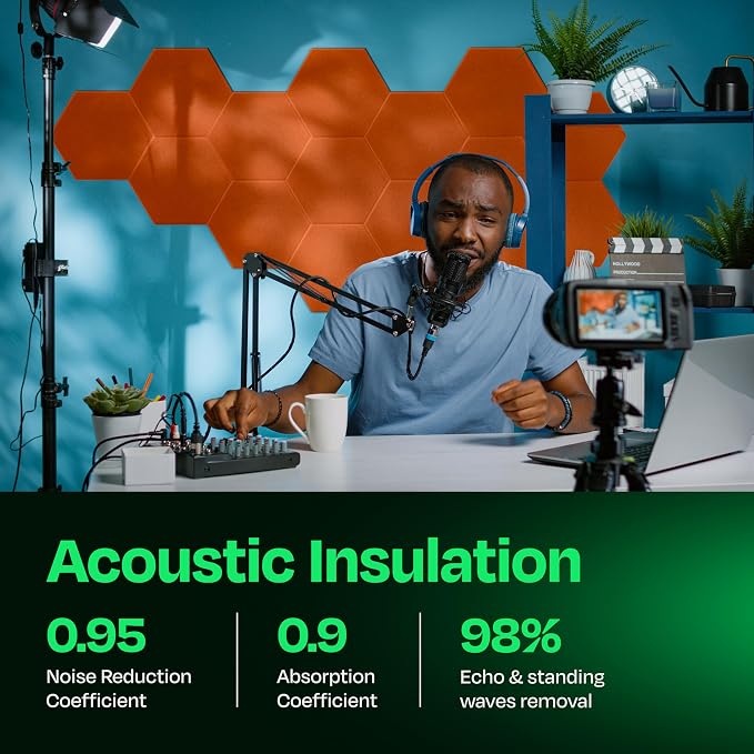 Acoustic Panels 12-Pack Soundproof Wall Panels 12"X10.4"X0.4" Sound Panels High - Image 3