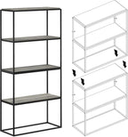 Furinno Moretti Modern Wide Stackable Metal Shelf, French Oak Grey - Image 6