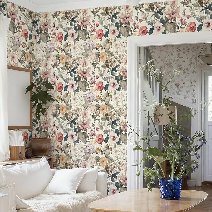 Jeweluck Floral Wallpaper Peel and Stick Vintage Floral Contact Paper Peel and - Image 4