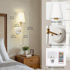 DORESshop Battery Operated Wall Sconce Set of 2, Wireless Wall Light Easy to - Image 7