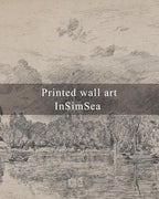 InSimSea Framed Canvas Wall Art, Neutral Sketch Landscape Painting, Rustic - Image 7