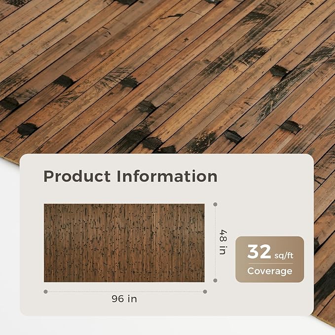 OUZUGIE 1 Pack 96x48 Inch Natural Bamboo Wall Panel – Brown Burned Pole Wrap - Image 2