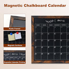 Chalkboard Calendar for Wall, Small Rustic Framed Magnetic Chalkboard for Home - Image 3