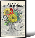 Be Kind To Your Mind Quote Poster Prints Mental Health Canvas Wall Art 16x24 by Medpol