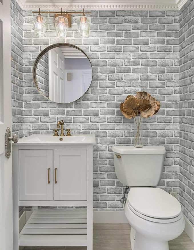 Guvana Grey Brick Wallpaper Peel and Stick Wallpaper 3D Brick Contact Paper - Image 7
