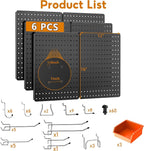 Peg Board, 6 Pack Black Peg Board Panels, 60lbs Load Capacity Each, Pegboard - Image 2