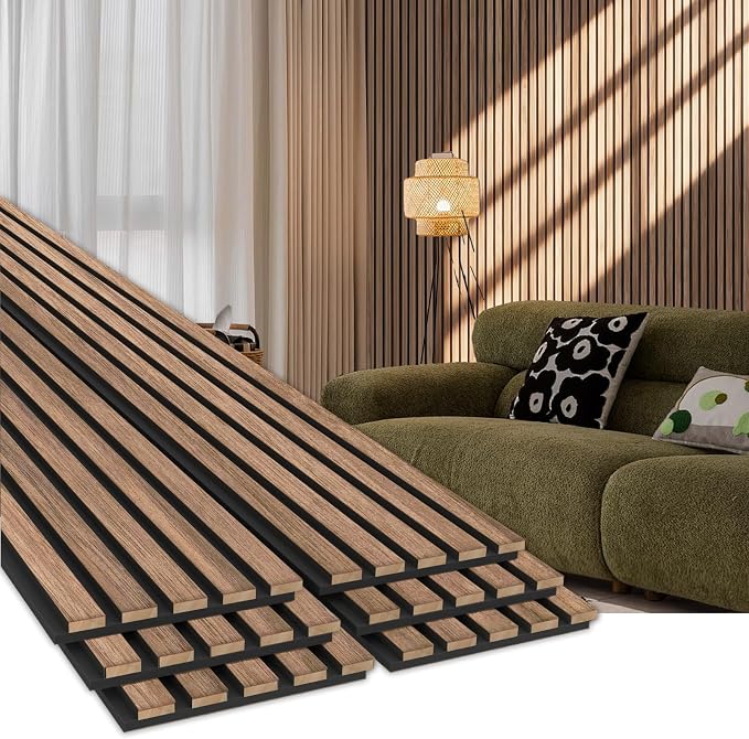 EVERECO 6 Pack Wood Panels for Wall 94.5" × 7.87" Acoustic Soundproof Wall Slat by Unknown