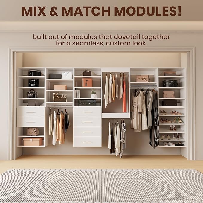 ROOMTEC Modular Closet System, 19.5" 4 Drawer Shelf Closet Tower Wall-Mounted - Image 3