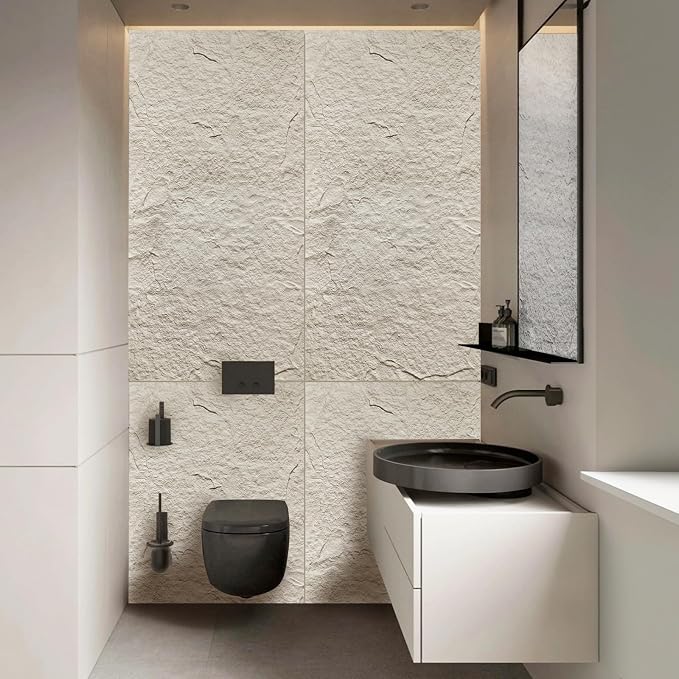5-Pack 3D Faux Stone Wall Panels, PU Cement-Texture Wainscoting Panels - Image 6