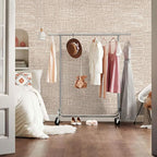 Khaki Grasscloth Peel and Stick Wallpaper 17.3"x300" Faux Linen Textured - Image 9