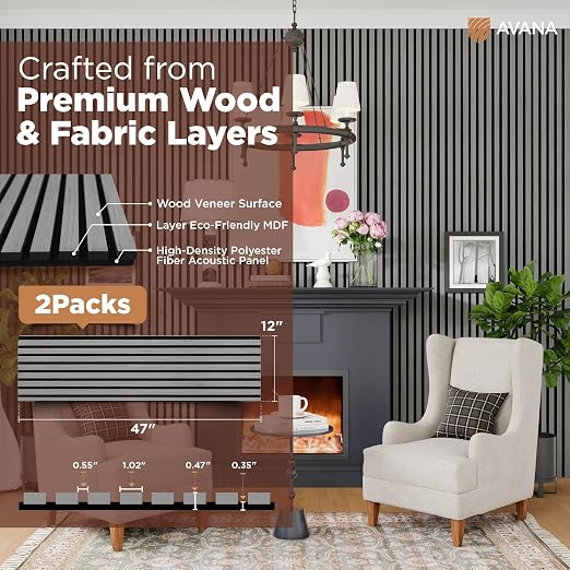 Avana Acoustic Wood Wall Panels – 47.2 X 12.6 Inch Gray Oak Acoustic Panels 2 - Image 4