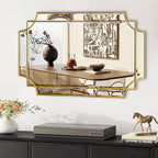 HQiJun Gold Mirror for Wall, 36x24 Gold Wood Framed, Scalloped Beveled Polished by HQiJun