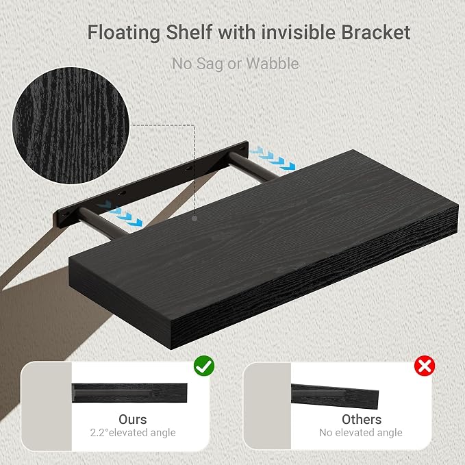 Vivelove Black Bathroom Shelves Over Toilet, Wall Shelf - Image 4
