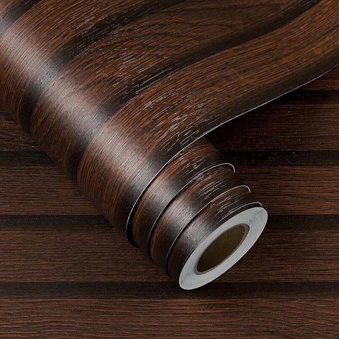 FunStick 24"x200" Slats Wood Wallpaper Peel and Stick Wall Paper Brown Walnut - Image 7