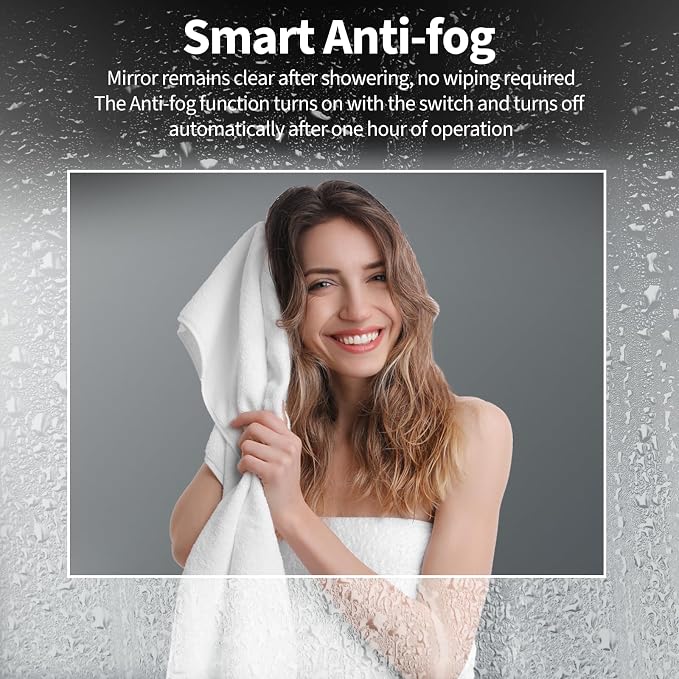 Koonmi 40"x30" LED Mirror for Bathroom, 90CRI Anti-Fog Vanity Mirror - Image 3